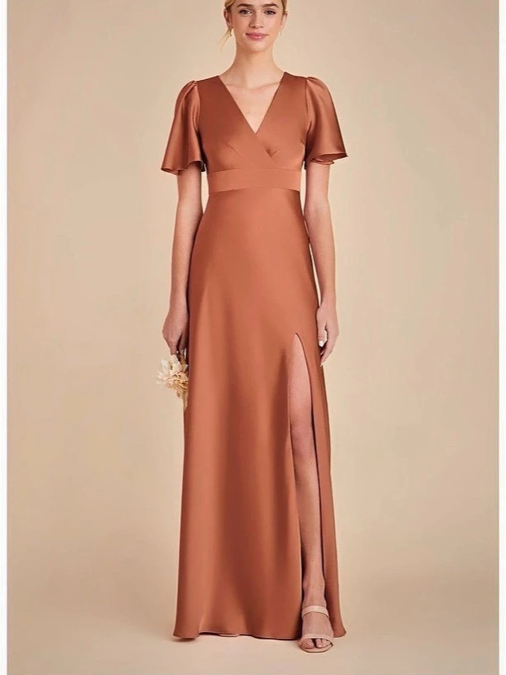 Birdy Grey Marni Dress Satin Maxi Dress in Terracotta Orange XXL Like New